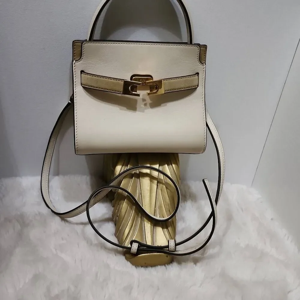 Tory Burch Petite Lee Radziwill Double Bag in Cream
